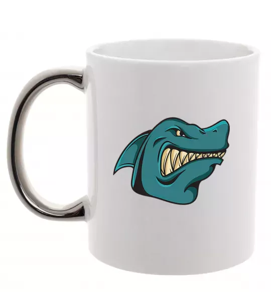 Чашка с цветной ручкой Зла акула Серебро фото