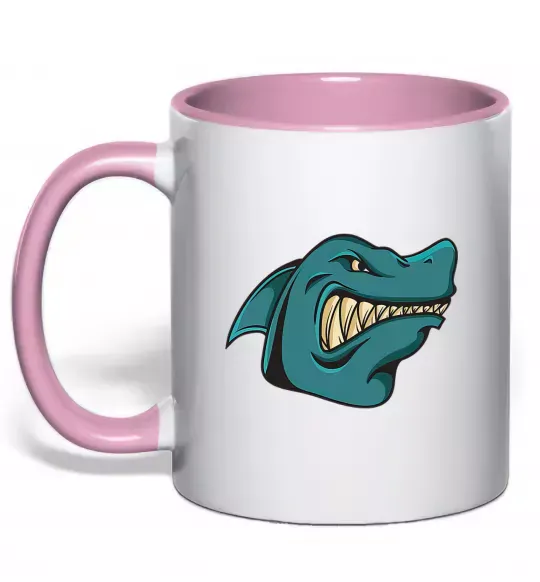Чашка с цветной ручкой Зла акула Нежно розовый фото