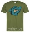 Мужская футболка Злая акула Оливковый фото