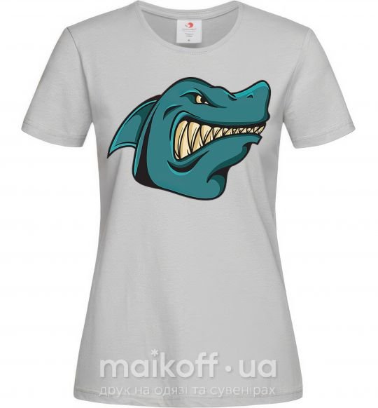 Женская футболка Злая акула Серый фото