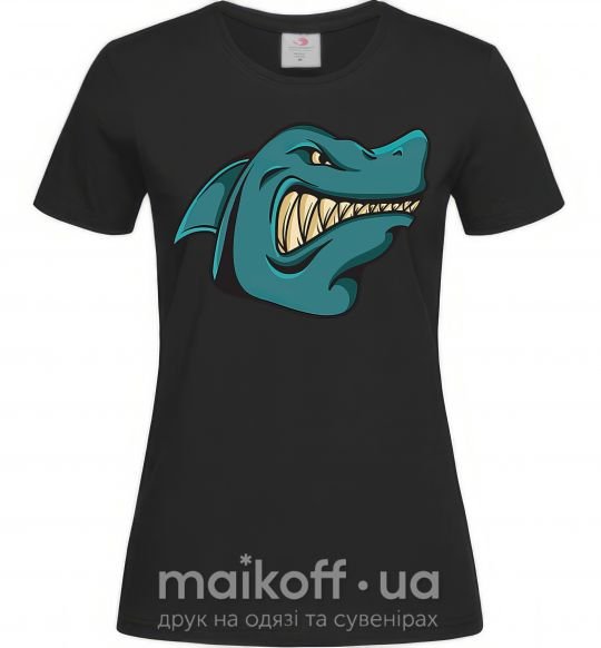Женская футболка Злая акула Черный фото