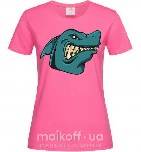 Женская футболка Злая акула Ярко-розовый фото