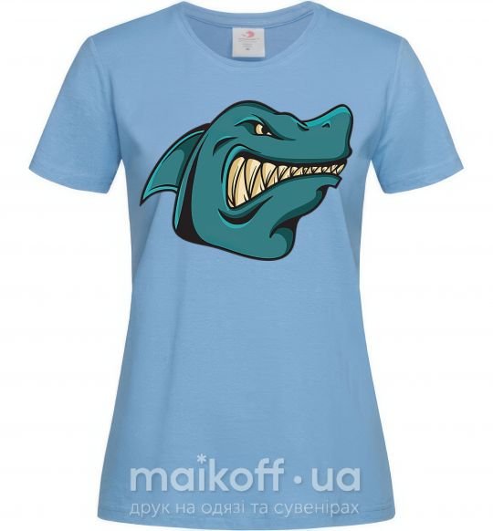 Жіноча футболка Злая акула Блакитний фото
