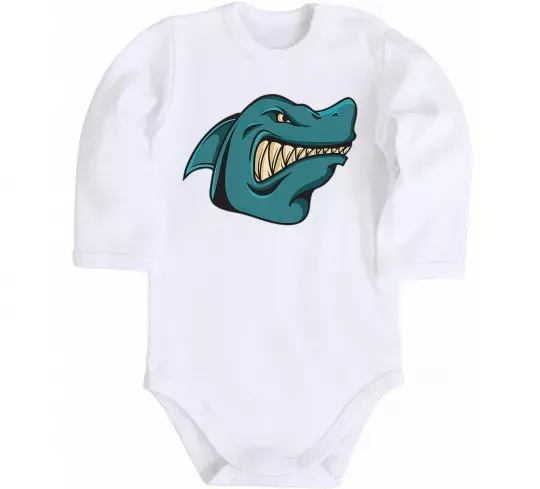 Дитячий бодік Зла акула Білий фото