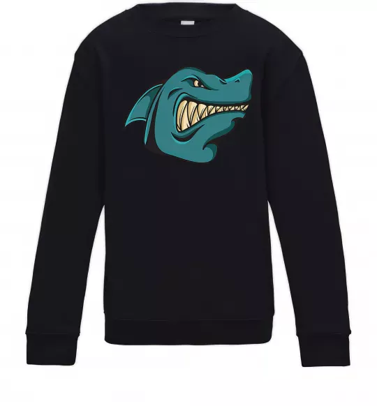 Детский Свитшот Зла акула Черный фото