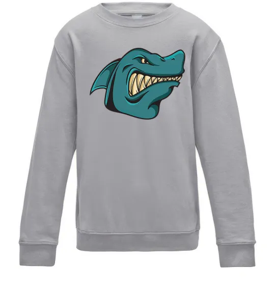 Детский Свитшот Зла акула Серый меланж фото