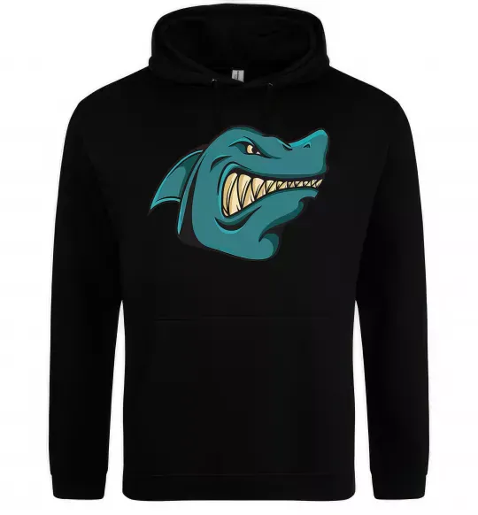 Мужская толстовка (худи) Зла акула Черный фото