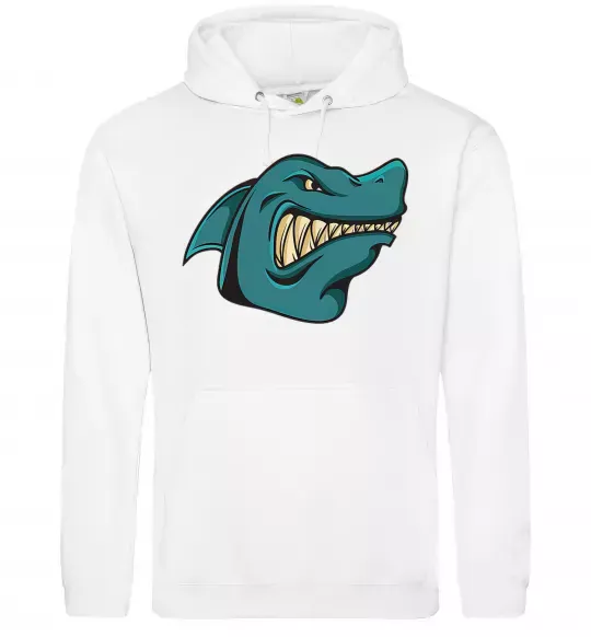 Мужская толстовка (худи) Зла акула Белый фото