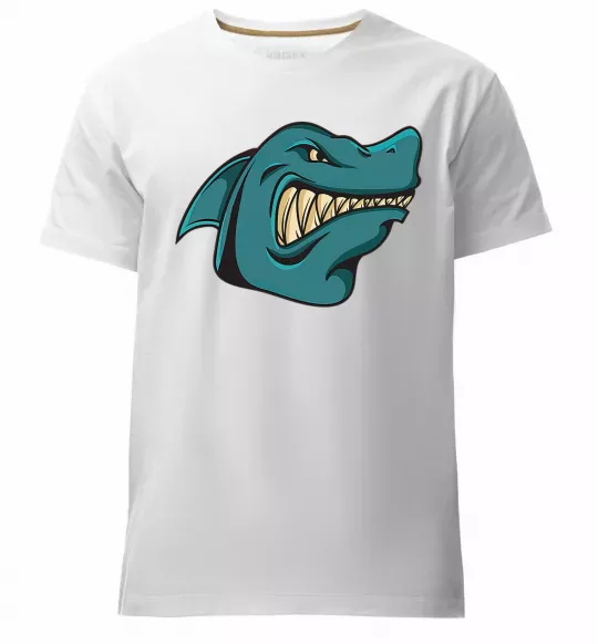 Мужская премиум футболка Зла акула Белый фото