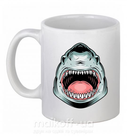 Чашка керамическая Angry Shark Белый фото
