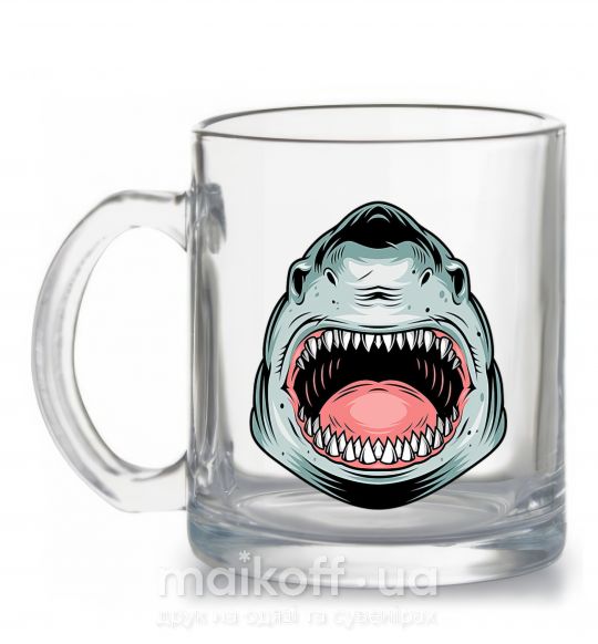 Чашка скляна Angry Shark Прозорий фото