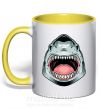 Чашка з кольоровою ручкою Angry Shark Сонячно жовтий фото