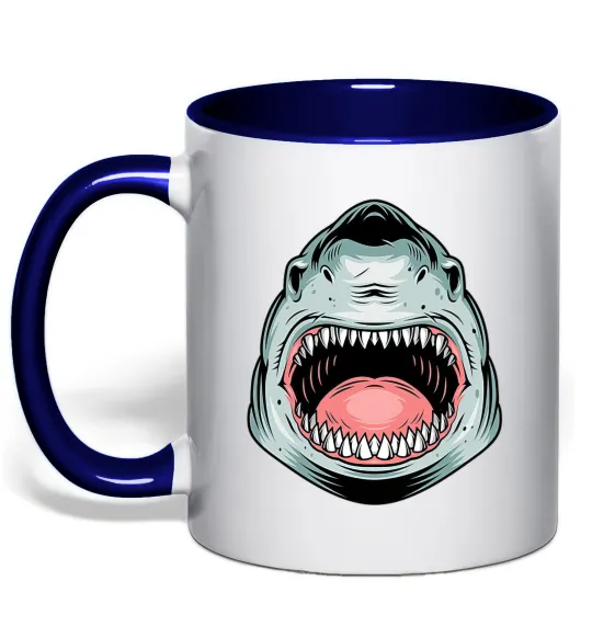 Чашка с цветной ручкой Angry Shark Глубокий темно-синий фото