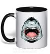 Чашка з кольоровою ручкою Angry Shark Чорний фото