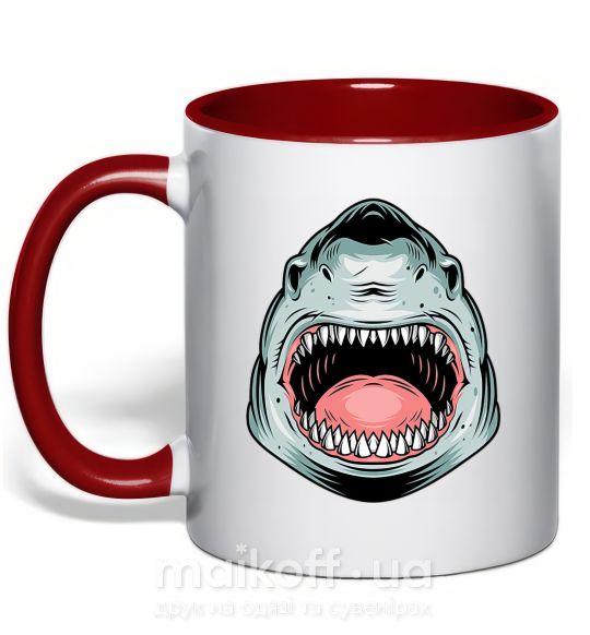 Чашка з кольоровою ручкою Angry Shark Червоний фото