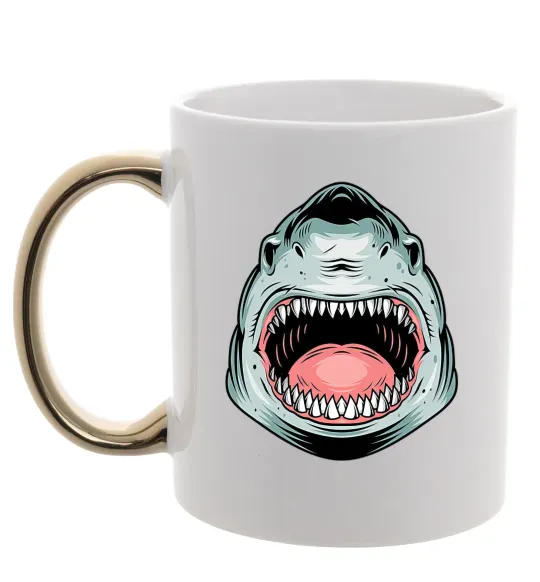 Чашка с цветной ручкой Angry Shark Золото фото