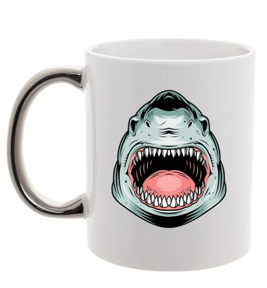 Чашка с цветной ручкой Angry Shark Серебро фото