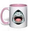 Чашка з кольоровою ручкою Angry Shark Ніжно рожевий фото