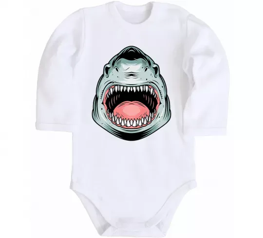 Дитячий бодік Angry Shark Білий фото