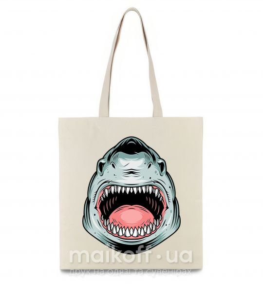 Эко-сумка Angry Shark Бежевый фото