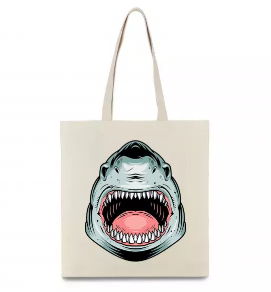 Эко-сумка Angry Shark Бежевый фото