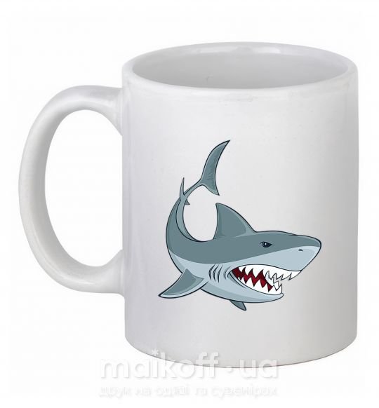 Чашка керамическая Серая акула Белый фото