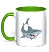 Чашка з кольоровою ручкою Сіра акула Лаймовий фото