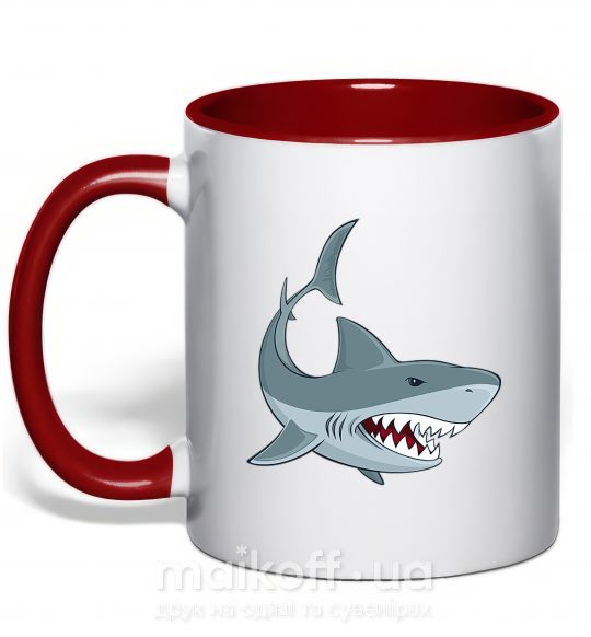 Чашка з кольоровою ручкою Серая акула Червоний фото