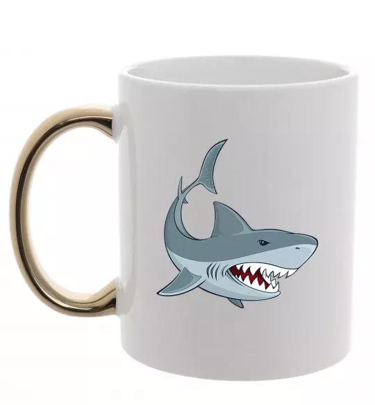 Чашка с цветной ручкой Сіра акула Золото фото