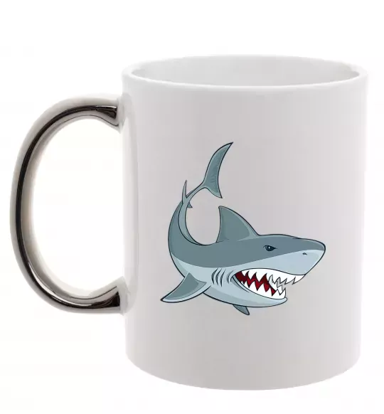 Чашка с цветной ручкой Сіра акула Серебро фото