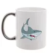 Чашка с цветной ручкой Сіра акула Серебро Чашка с цветной ручкой Сіра акула Серебро фото