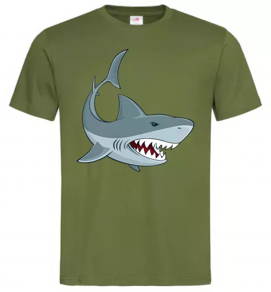 Чоловіча футболка Сіра акула Оливковий фото