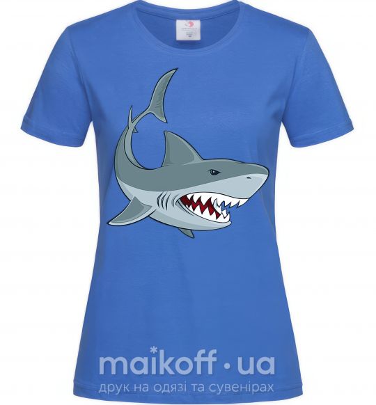Женская футболка Серая акула Ярко-синий фото