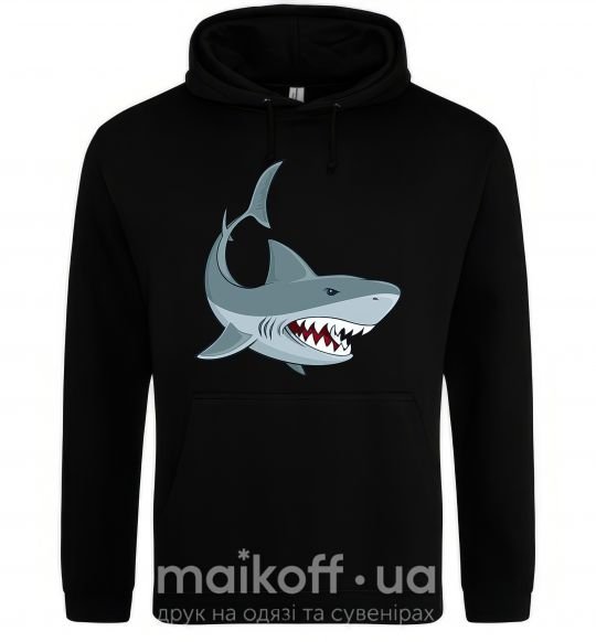 Чоловіча толстовка (худі) Серая акула Чорний фото