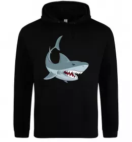 Мужская толстовка (худи) Сіра акула Черный фото