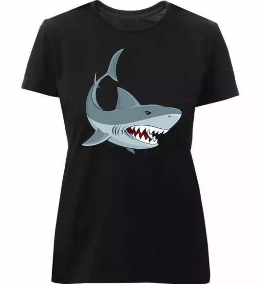 Женская премиум футболка Сіра акула Черный фото