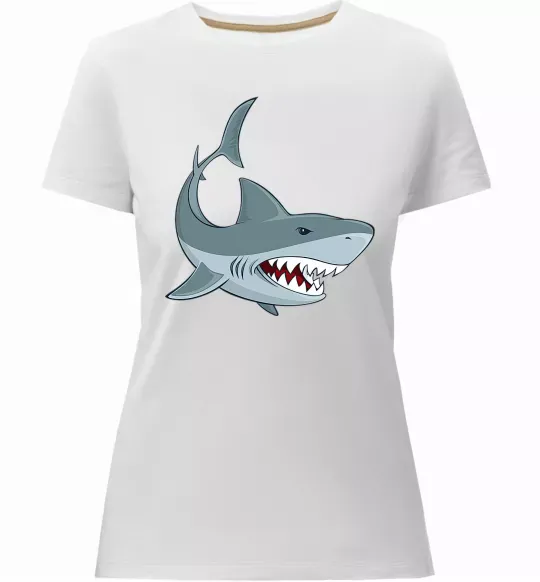 Женская премиум футболка Сіра акула Белый фото