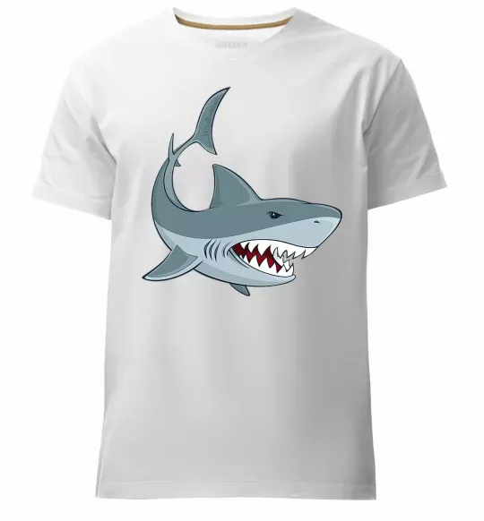 Мужская премиум футболка Сіра акула Белый фото