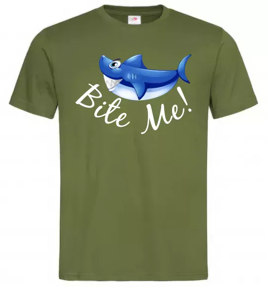 Мужская футболка Bite me Оливковый фото
