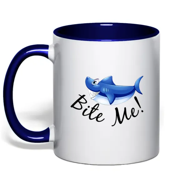 Чашка з кольоровою ручкою Bite me Глибокий темно-синій фото