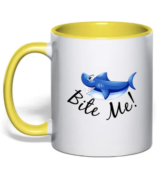 Чашка с цветной ручкой Bite me Лимонный фото