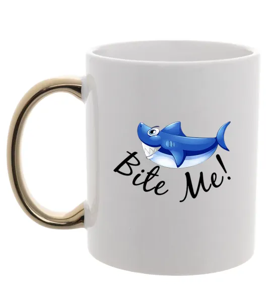 Чашка з кольоровою ручкою Bite me Золото фото