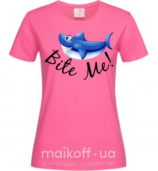 Жіноча футболка Bite me Яскраво-рожевий фото