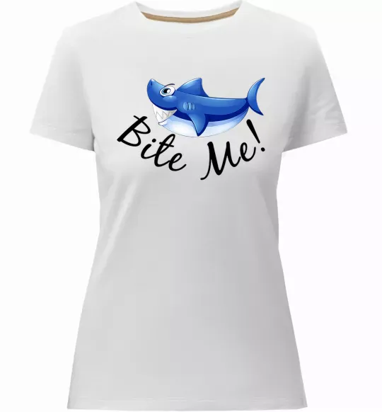 Женская премиум футболка Bite me Белый фото