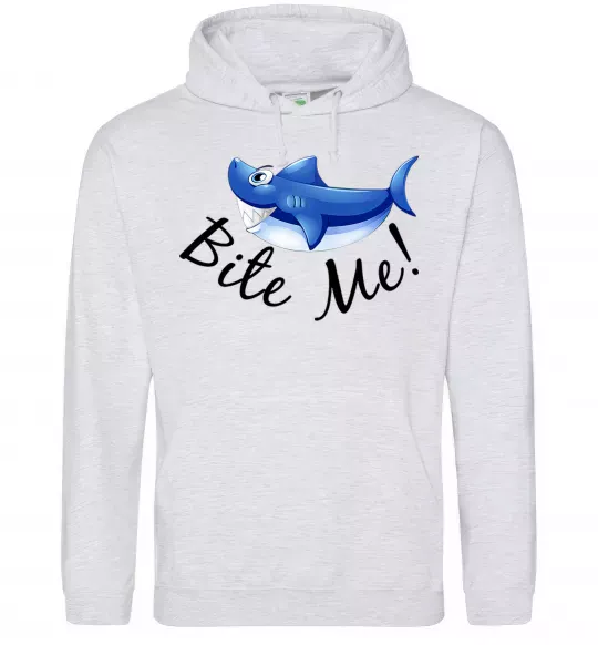 Мужская толстовка (худи) Bite me Серый меланж фото