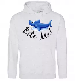 Мужская толстовка (худи) Bite me Серый меланж фото