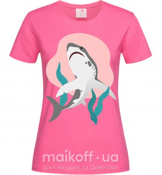 Жіноча футболка Shark shapes Яскраво-рожевий фото