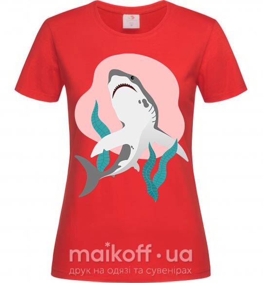 Женская футболка Shark shapes Красный фото
