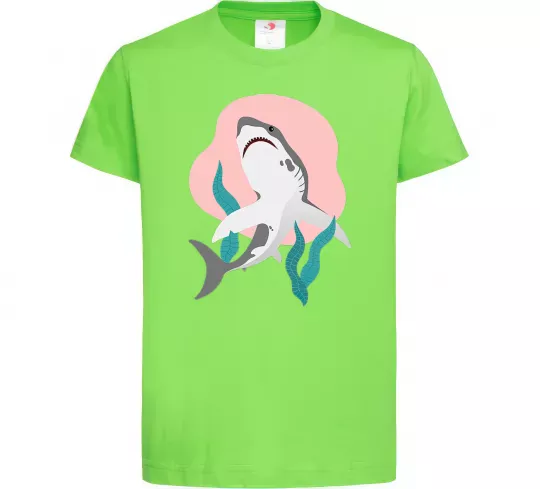 Дитяча футболка Shark shapes Лаймовий фото
