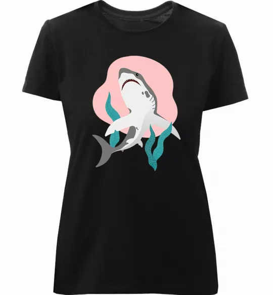 Жіноча преміум футболка Shark shapes Чорний фото